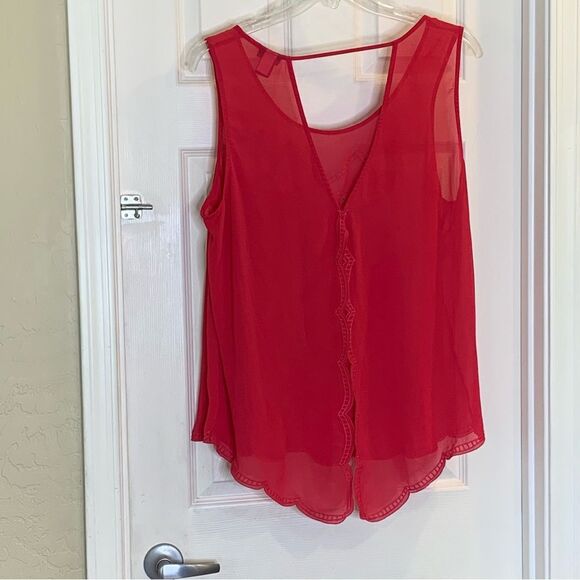 Torrid Chiffon Double Layer Tank Floral Embroidered Size 3X Pink - Picture 4 of 10